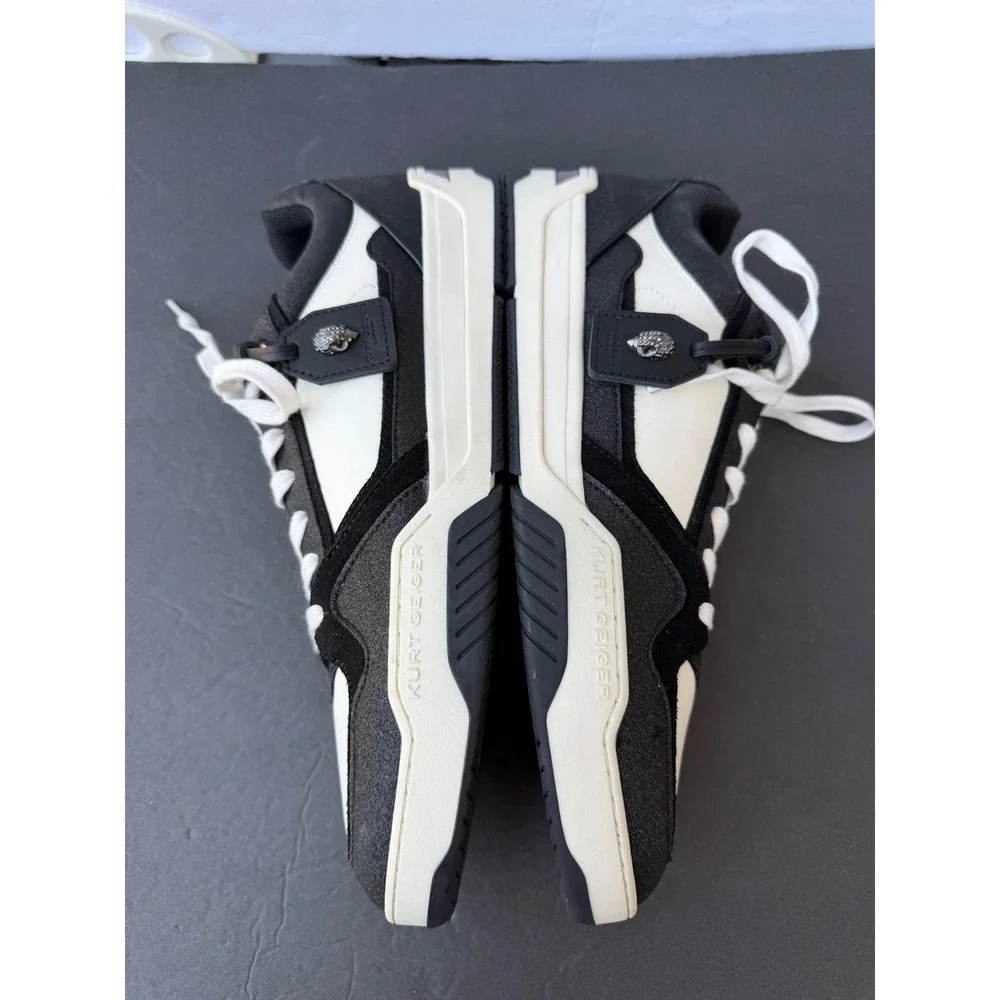 Kurt Geiger London Mens Black Sparkle White Eagle Head New Low Top Sneakers NWOB